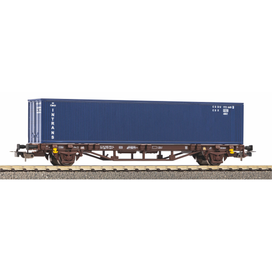 Wagon towarowy kontenerowy z kontenerem 40' Intrans PIKO 27719 H0